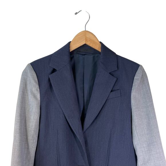 ATM Anthony Thomas Melillo Womens 100% Wool Sport Blazer Jacket Blue Gray Size 4 - Picture 5 of 16